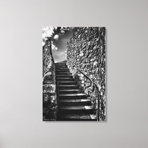 Barbican Steps, beeldende kunst zwart-wit Canvas Afdruk