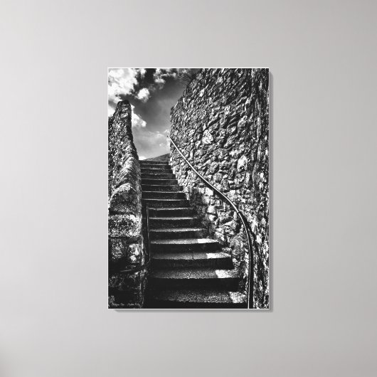 Barbican Steps, beeldende kunst zwart-wit Canvas Afdruk (Voorkant)