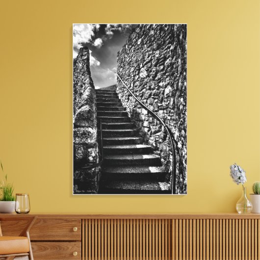 Barbican Steps, beeldende kunst zwart-wit Canvas Afdruk (Insitu (Woonkamer))