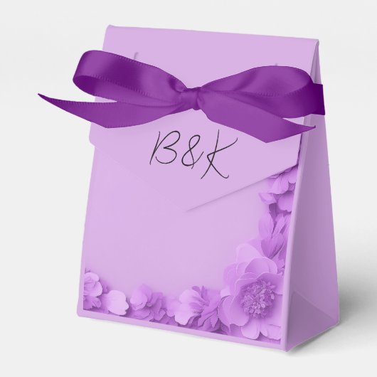 Barbicore paarse bloemenbruiloft bedankdoosjes (Voorkant Zijde)
