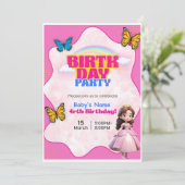 Barbie Birthday Invitation  Feestdagenkaart (Staand voorkant)
