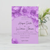 Barbie-geïnspireerde paarse 3D bloemenbruiloft Kaart (Staand voorkant)