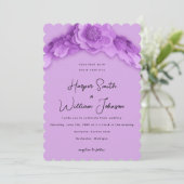 Barbie-geïnspireerde paarse bloemenbruiloft uitnod kaart (Staand voorkant)