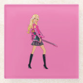 Barbie Glass Coaster Glazen Onderzetter (Voorkant)