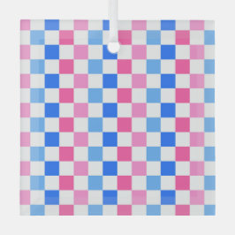 Barbie goes to the ocean checkerboard pattern glas ornament