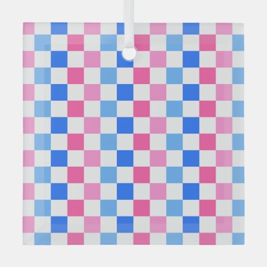 Barbie goes to the ocean checkerboard pattern glas ornament (Voorkant)