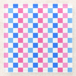 Barbie goes to the ocean checkerboard pattern glazen onderzetter