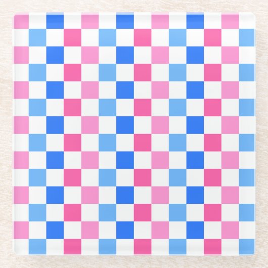 Barbie goes to the ocean checkerboard pattern glazen onderzetter (Voorkant)