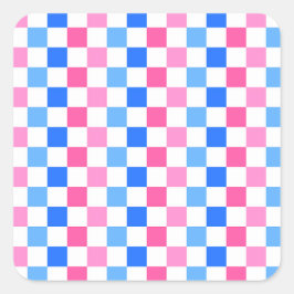 Barbie goes to the ocean checkerboard pattern vierkante sticker