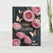 Barbie pink roses flowers kaart (Voorkant)