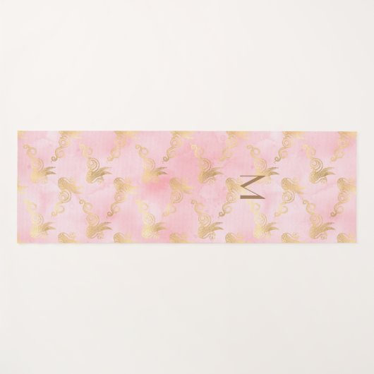 Barbie Roze Goud Bloemen Hemelse vieringen Yogamat (Voorkant (horizontaal))