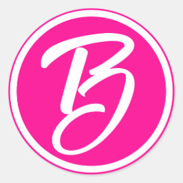 Barbiecore kalligrafie letter heet roze ronde sticker