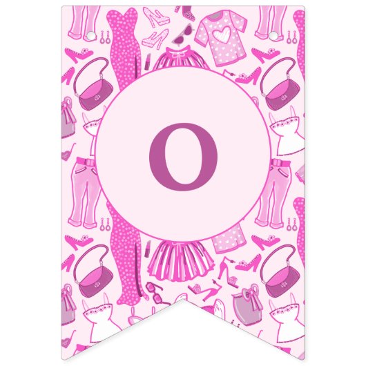 Barbiecore Roze en Felroze Modepatroon Vlaggetjes (Derde vlag)