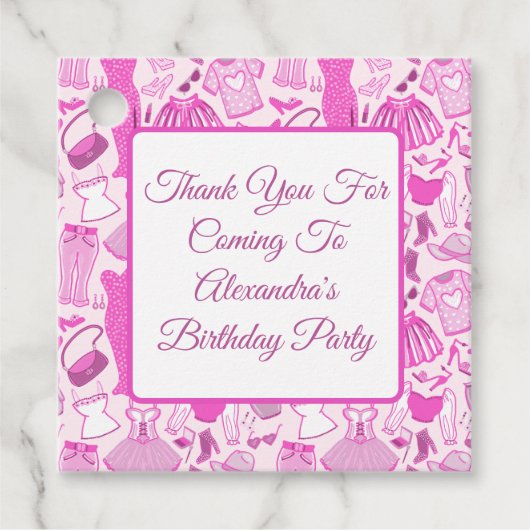 Barbiecore Roze en Hot Roze Mode Patroon Bedankjes Labels (Voorkant)