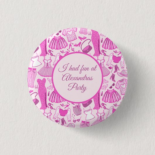 Barbiecore Roze en Hot Roze Mode Patroon Ronde Button 3,2 Cm (Voorkant)