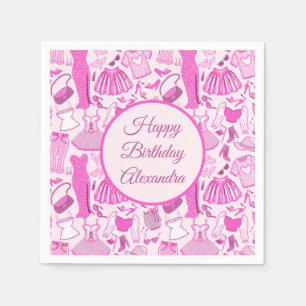 Barbiecore Roze en Hot Roze Mode Patroon Servet