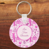 Barbiecore Roze en Hot Roze Mode Patroon Sleutelhanger (Voorkant)