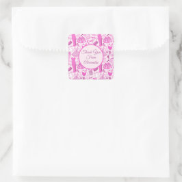 Barbiecore Roze en Hot Roze Mode Patroon Vierkante Sticker