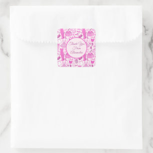 Barbiecore Roze en Hot Roze Mode Patroon Vierkante Sticker