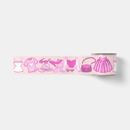 Barbiecore Roze en Hot Roze Mode Satijnen Lint