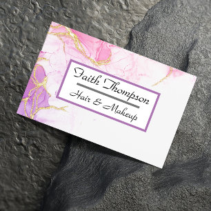 Barbiecore Roze Gouden Marmer Haarstylist Visitekaartje