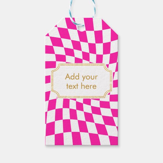 Barbiecore Roze Modern Geruit Cadeaulabel (Voorkant)