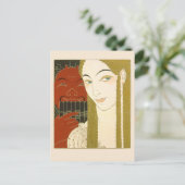 Barbier Art Deco Illustration Woman and Devil Briefkaart (Staand voorkant)
