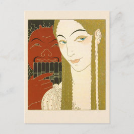 Barbier Art Deco Illustration Woman and Devil Briefkaart