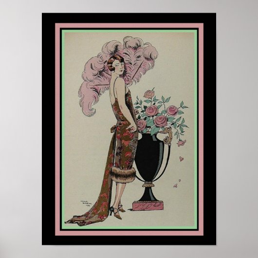 Barbier Art Deco Print Rouge ET of 13 x 19 (Voorkant)
