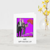 Barbier Couple Paarse Valentijnsdag Card Kaart (Gele Bloem)