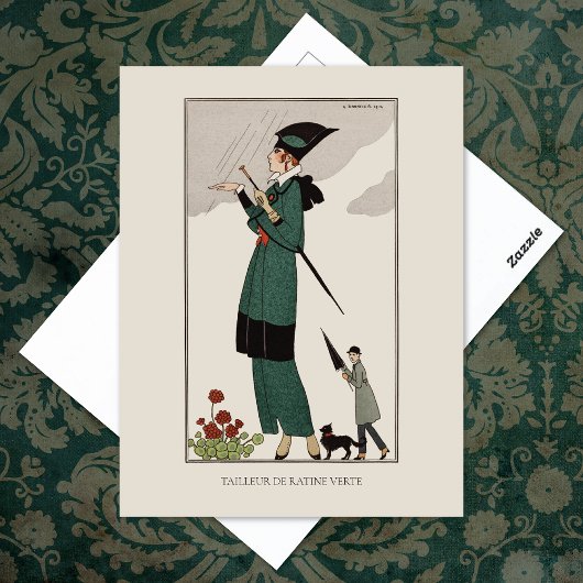 Barbier Green Suit Franse  Mode Briefkaart