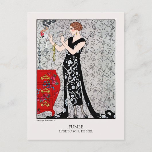 Barbier Smoke Art Deco Mode Briefkaart (Voorkant)