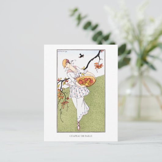 Barbier Straw Pet Franse Mode Briefkaart (Staand voorkant)