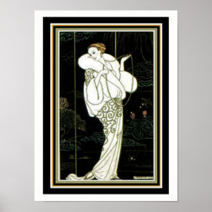 Barbier "White Fur" Art Deco Mode 12 x 16 Poster