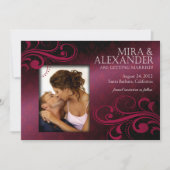 Barbizon Damask Scroll - fuchsia|magenta Huwelijk Kaart (Voorkant)