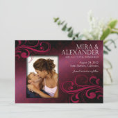 Barbizon Damask Scroll - fuchsia|magenta Trouwen Kaart (Staand voorkant)