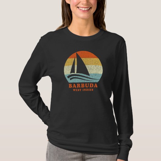Barbuda West Indies Retro Zeilboot Zeilen T-shirt (Voorkant)