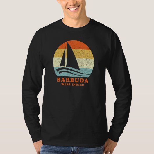 Barbuda West Indies Retro Zeilboot Zeilen T-shirt (Voorkant)