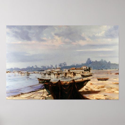 Barca en la playa poster (Voorkant)