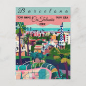 Barceloma Travel Briefkaart Art, Catalonië Reiskun (Voorkant)