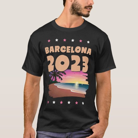 Barcelona 2023-team voor zomervakantie t-shirt (Voorkant)