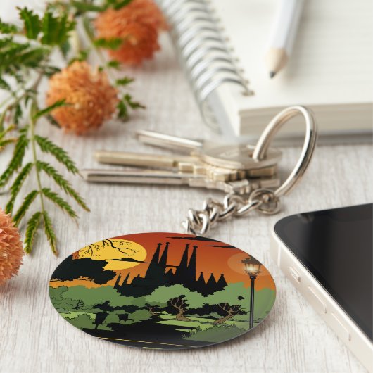 Barcelona 2,25-inch Basic Button Sleutelhanger (Zijkant)