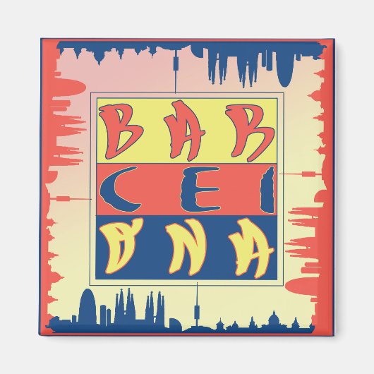 Barcelona 2 inch vierkante magneet (Voorkant)