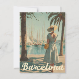 Barcelona 50s vintage travel briefkaart