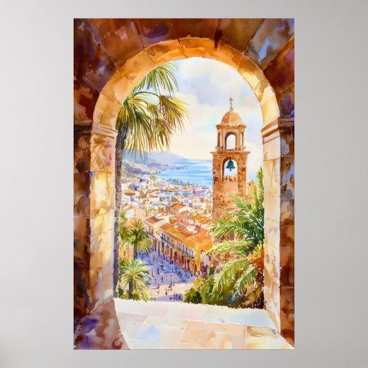 Barcelona Aquarel 2 Poster (Voorkant)