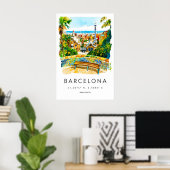 Barcelona Aquarel Poster Barcelona Reisprent (Thuiskantoor)