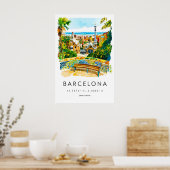 Barcelona Aquarel Poster Barcelona Reisprent (Keuken)