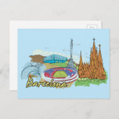 Barcelona, beroemde stad Spanje Briefkaart (Voorkant / Achterkant)