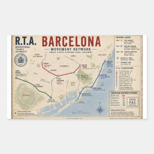 Barcelona Bewegingsnetwerk R.T.A. Openbare Toegang Rechthoekige Sticker