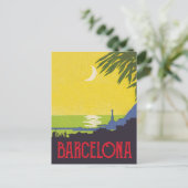 Barcelona bij nacht briefkaart (Staand voorkant)